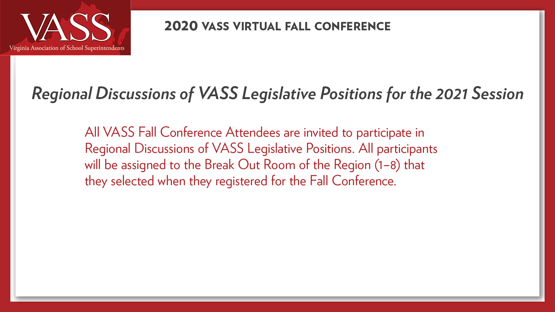 Resources from the 2020 VASS Fall Virtual Conference